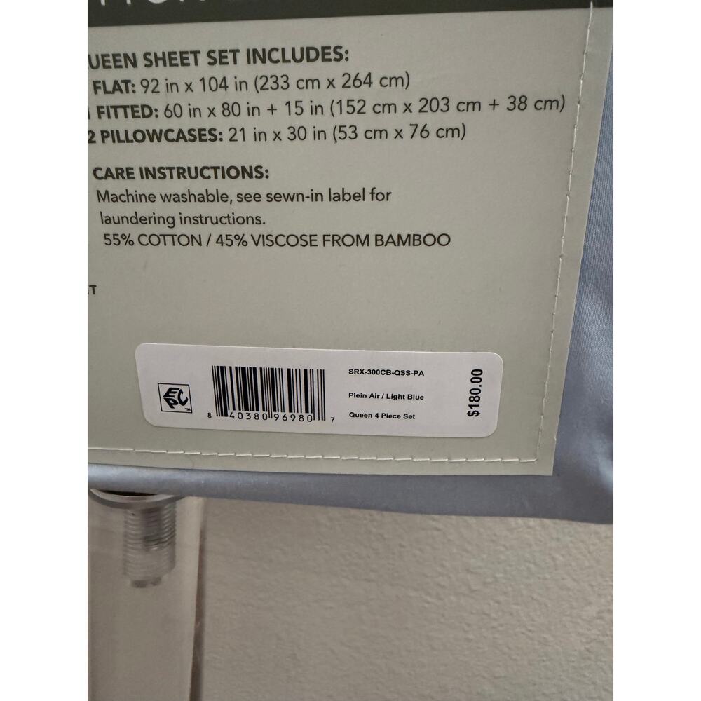 New bamboo blend blue sheet set queen - Picture 3 of 3